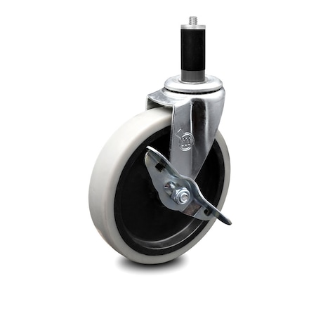 Service Caster 5 Inch Thermoplastic Rubber Wheel 1-1/5 Inch Expanding Stem Caster with Brake SCC-EX05S510-TPRS-SLB-114